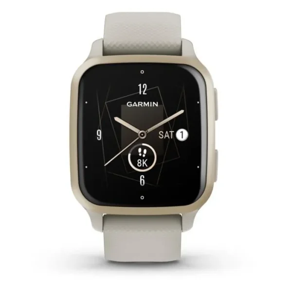 Montre connectée GARMIN Venu Sq 2 Music Edition Cream Gold avec bracelet lin – Image 5
