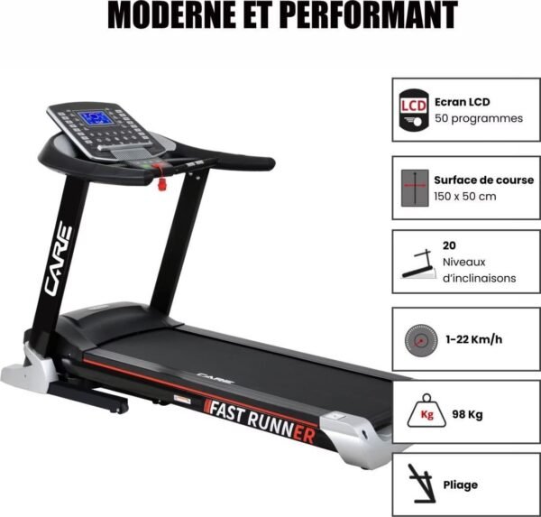 Tapis de course connecté - 22km/h - CARE - FAST RUNNER - KINOMAP – Image 4